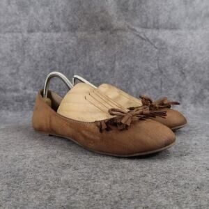 Mudd Shoes Womens 8 Ballet Flats Fashion Slip On Fringe Bow Brown Casual Classic